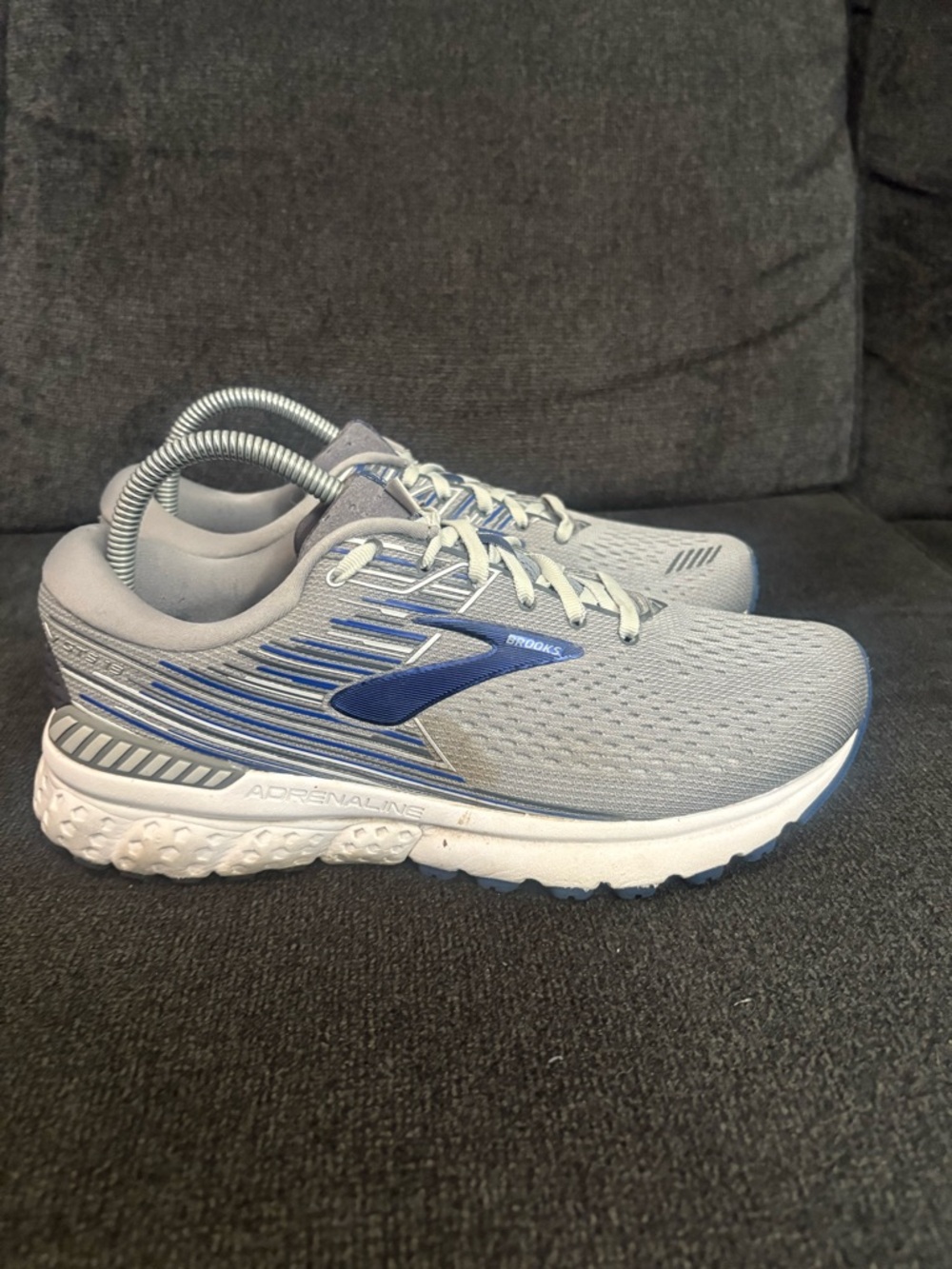 Brooks Adrenaline GTS 19 1102941D058 Mens 8 4E Wide Running Shoes Gray Blue